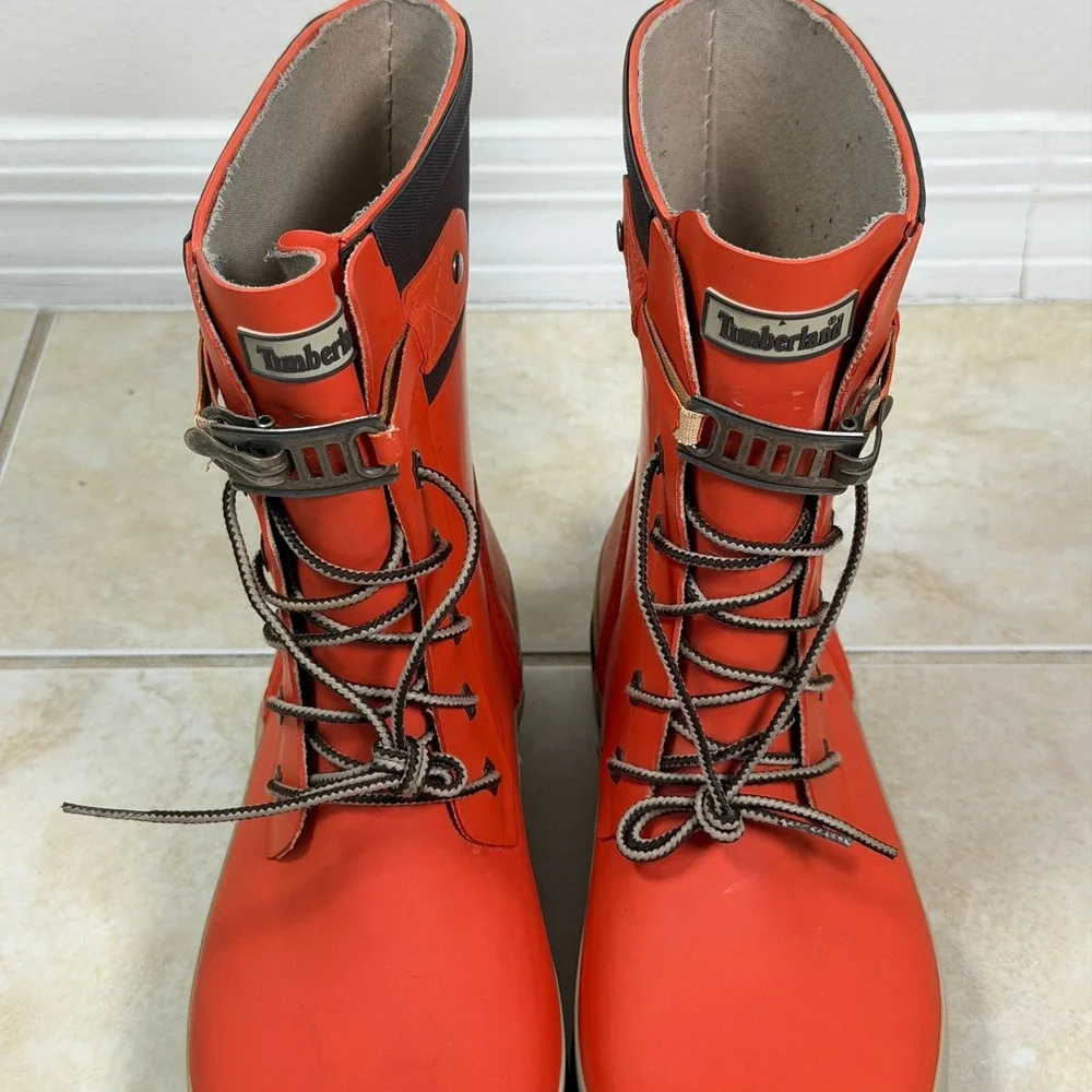 Timberland Rain Boots Womens 9 Orange Smartwool Lined Waterproof 3664R
